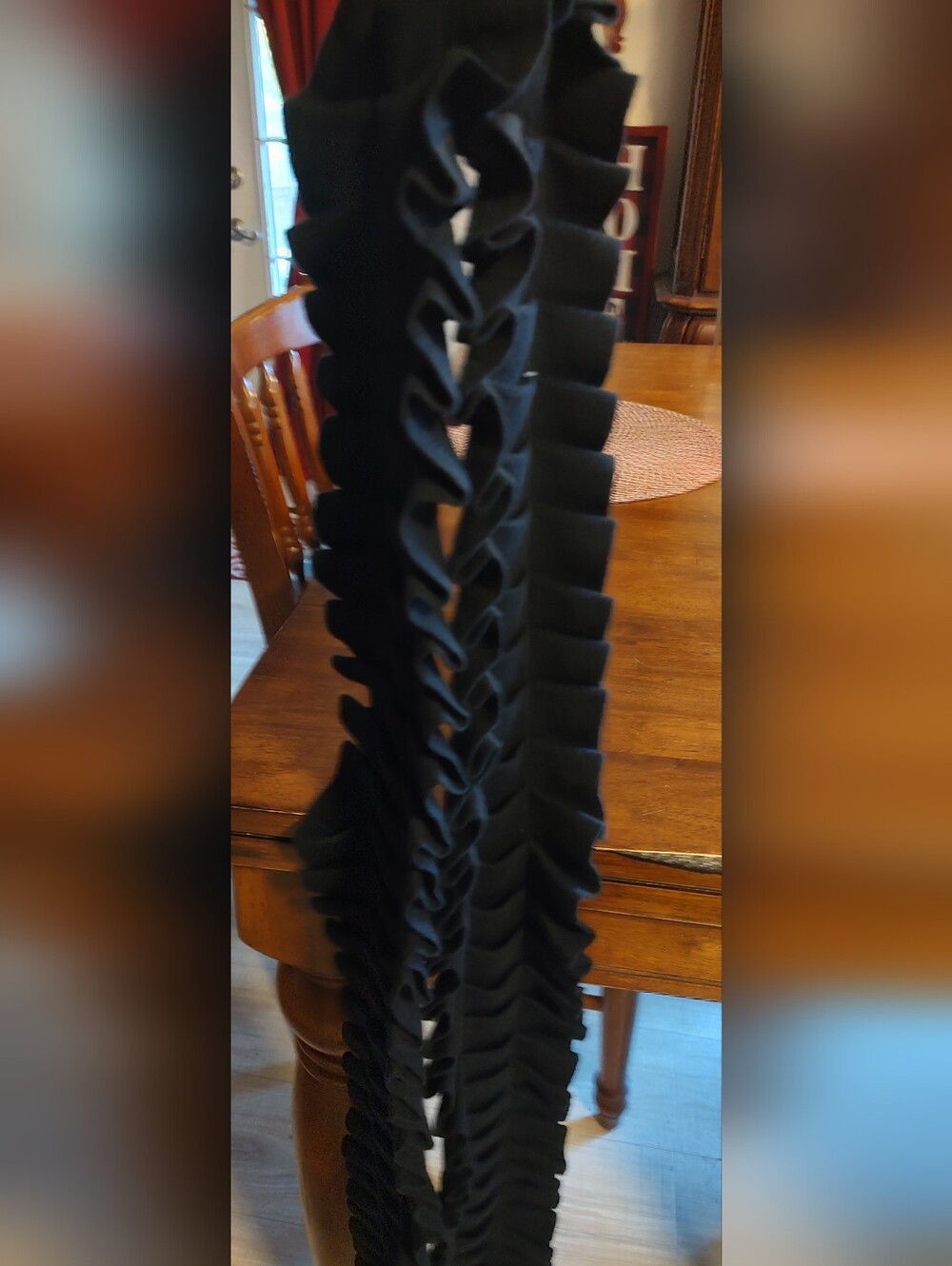 Black Textured Ruffle Knit Scarf - Picture 2 of 5